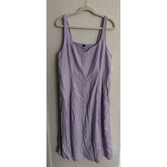 Old Navy Fit & Flare Linen-Blend Midi Dress Cute Lavender Aura Purple XL NWT - Picture 2 of 7